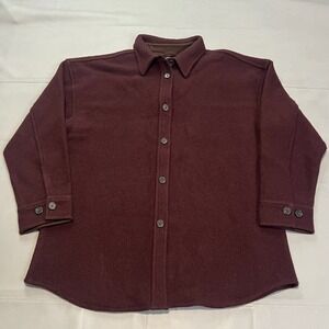 Babaton Aritzia Burgundy Pelli Merino Wool Shacket Women XL Overcoat Preppy-4233